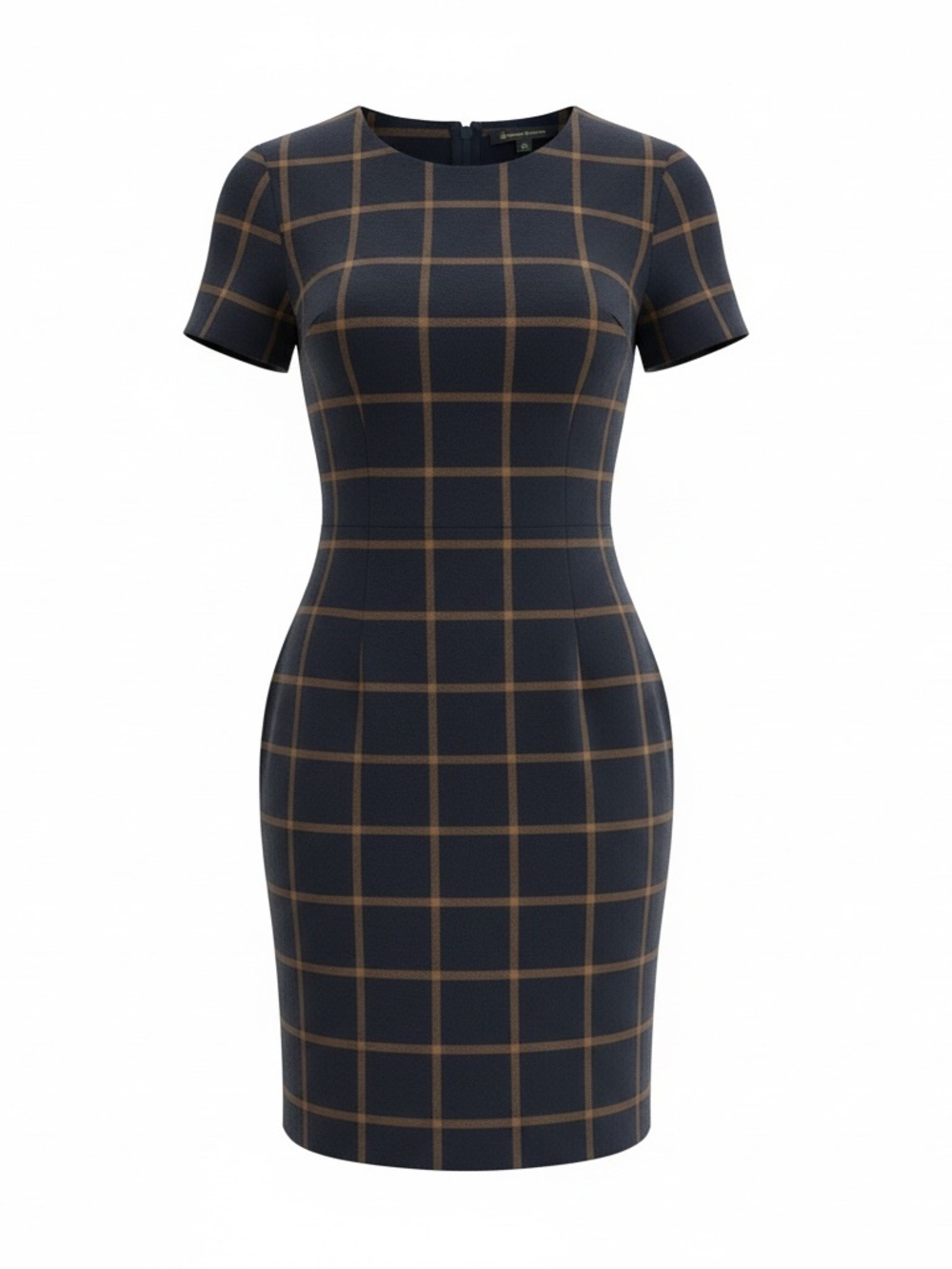 Brooks Brothers Navy and Brown Windowpane Sheath Dress